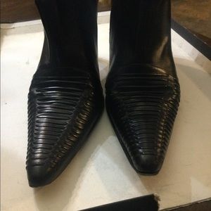 Black Calf Leather Mid Leg Boots